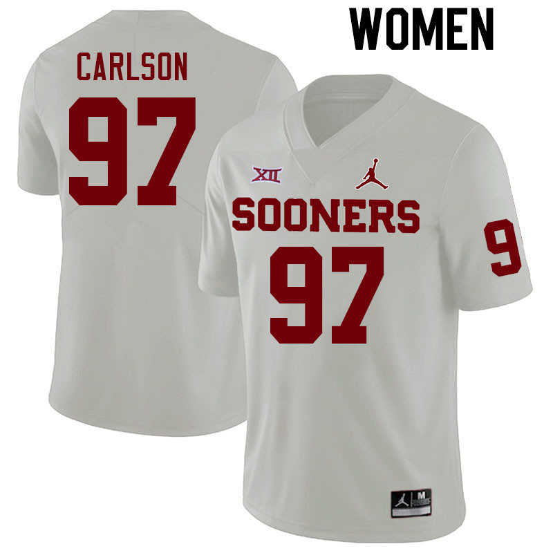 Women #97 Kyle Carlson Oklahoma Sooners College Football Jerseys Stitched Sale-White